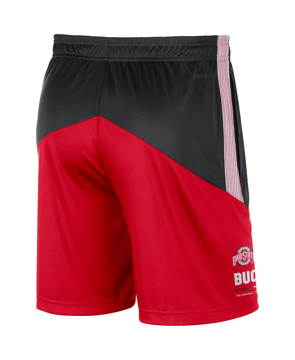 Shop Nike Men's  Black And Scarlet Ohio State Buckeyes Team Performance Knit Shorts In Black,scarlet