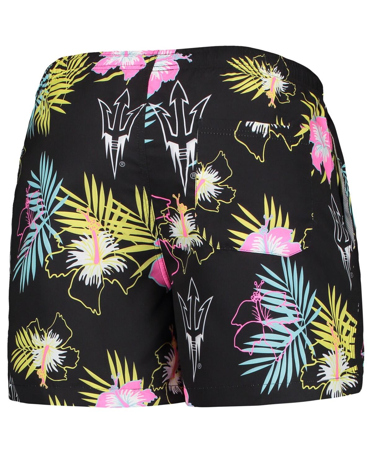 Shop Foco Men's  Black Arizona State Sun Devils Neon Floral Swim Trunks