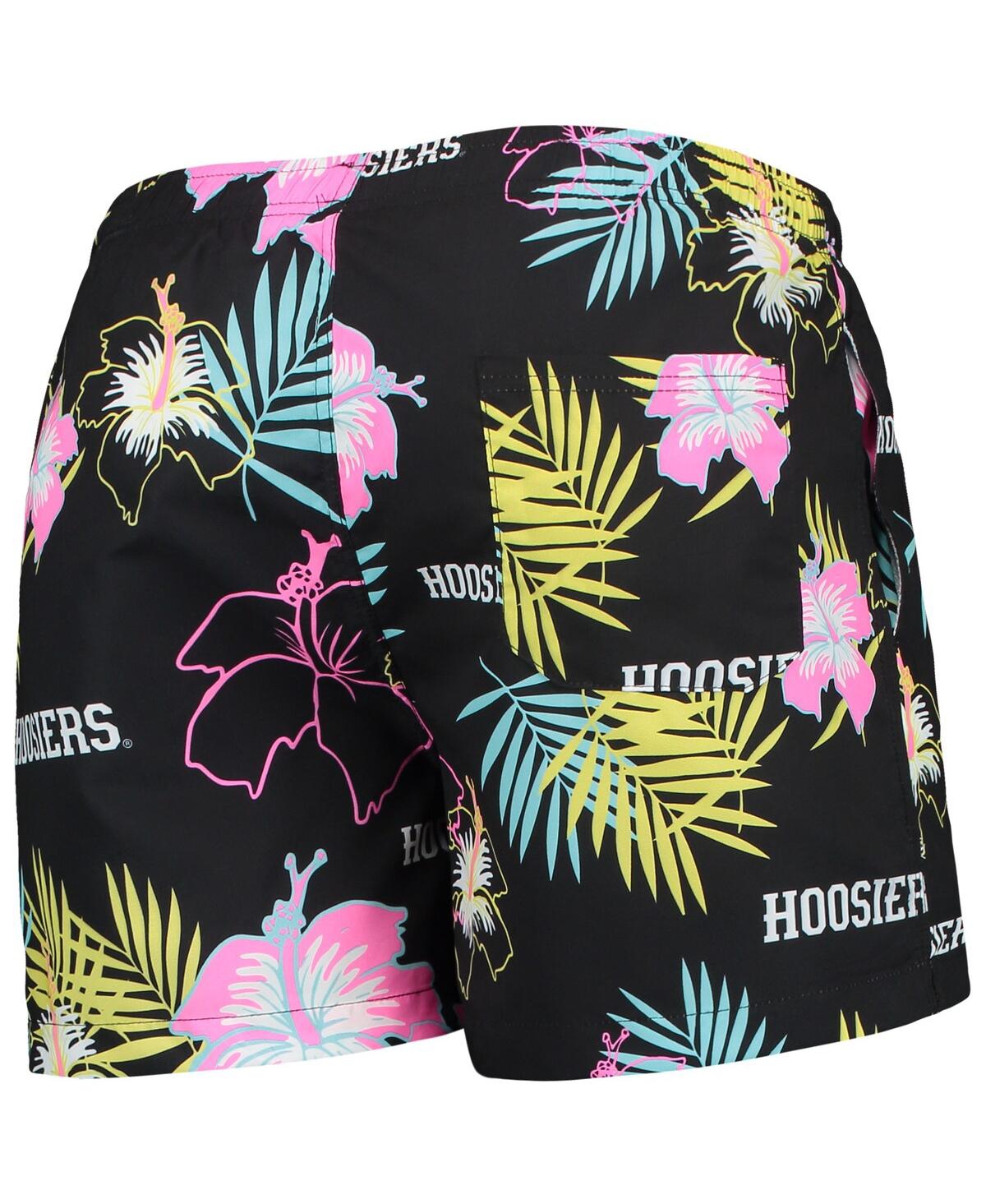 Men's Black Indiana Hoosiers Neon Floral Swim Trunks