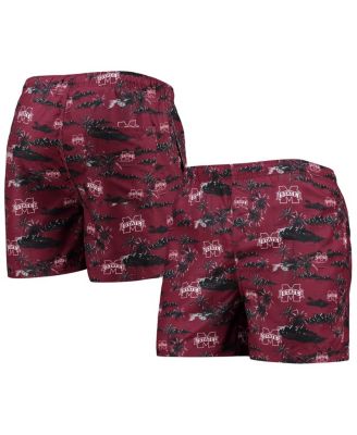 Men's Maroon Mississippi State Bulldogs Island Palm Swim Trunks
