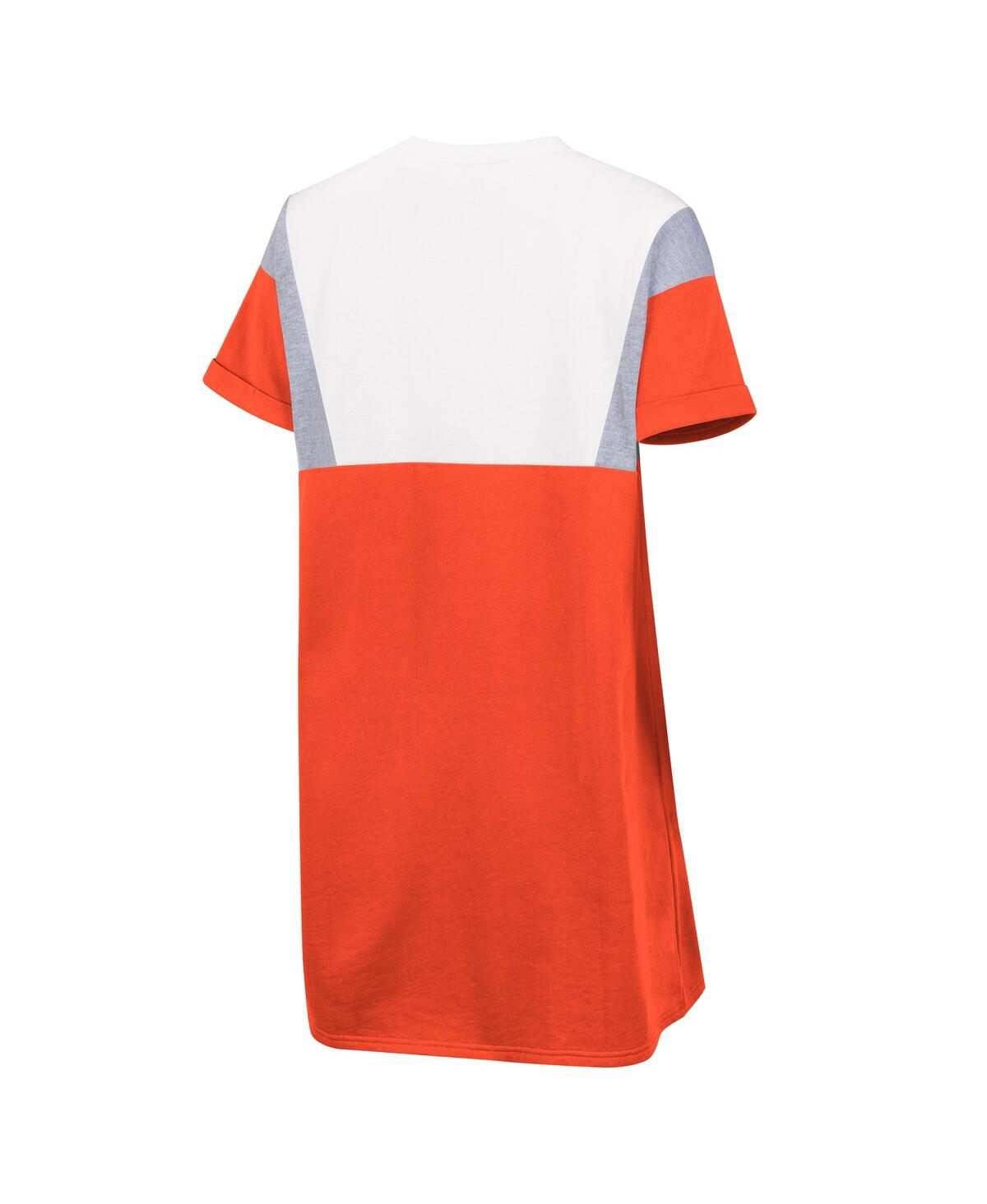 Shop G-iii 4her By Carl Banks Women's  Orange And White Clemson Tigers 3rd Down Short Sleeve T-shirt Dress In Orange,white