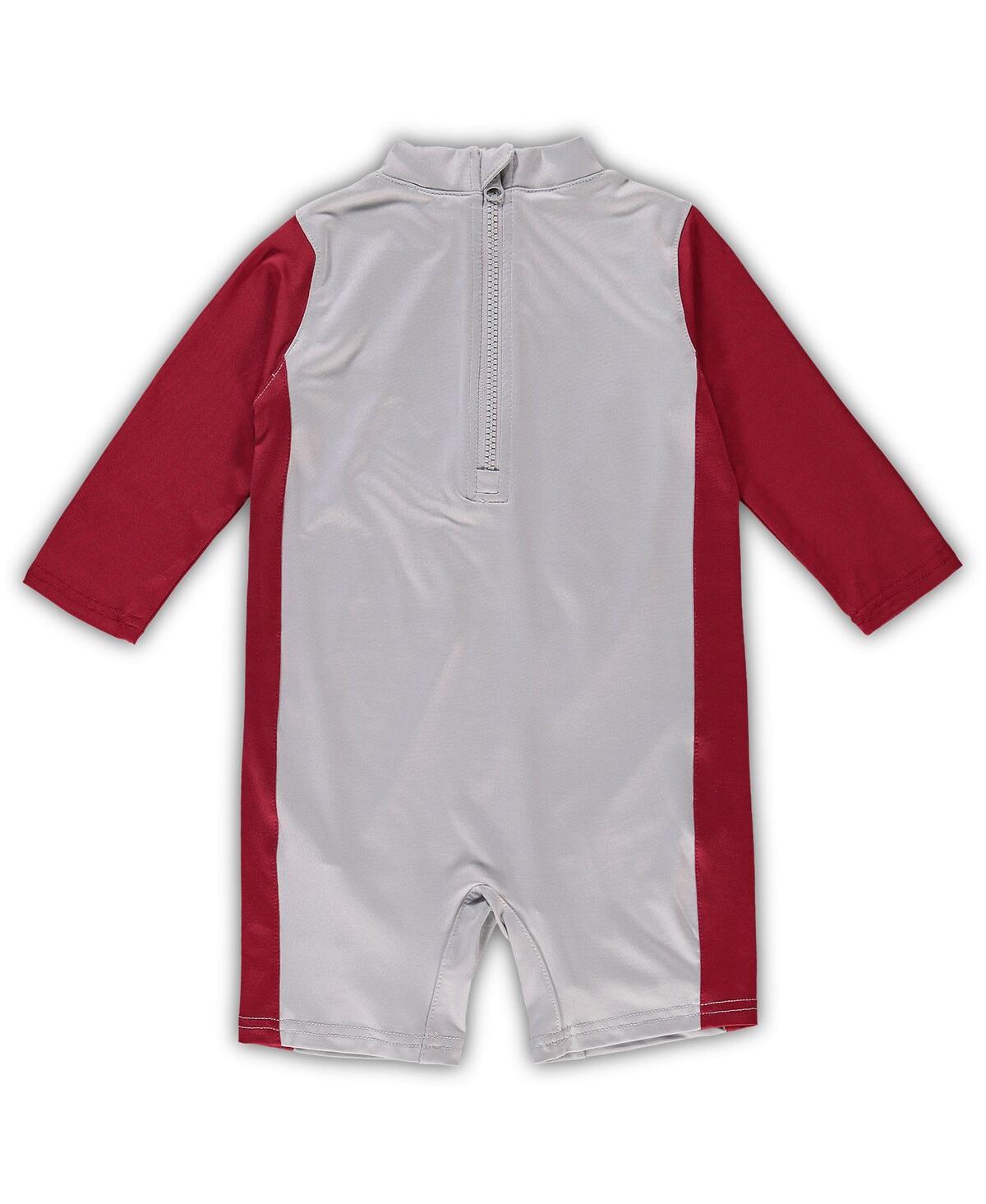 Outerstuff Infant Unisex Gray And Crimson Alabama Crimson Tide Wave Runner Wetsuit In Gray,crimson