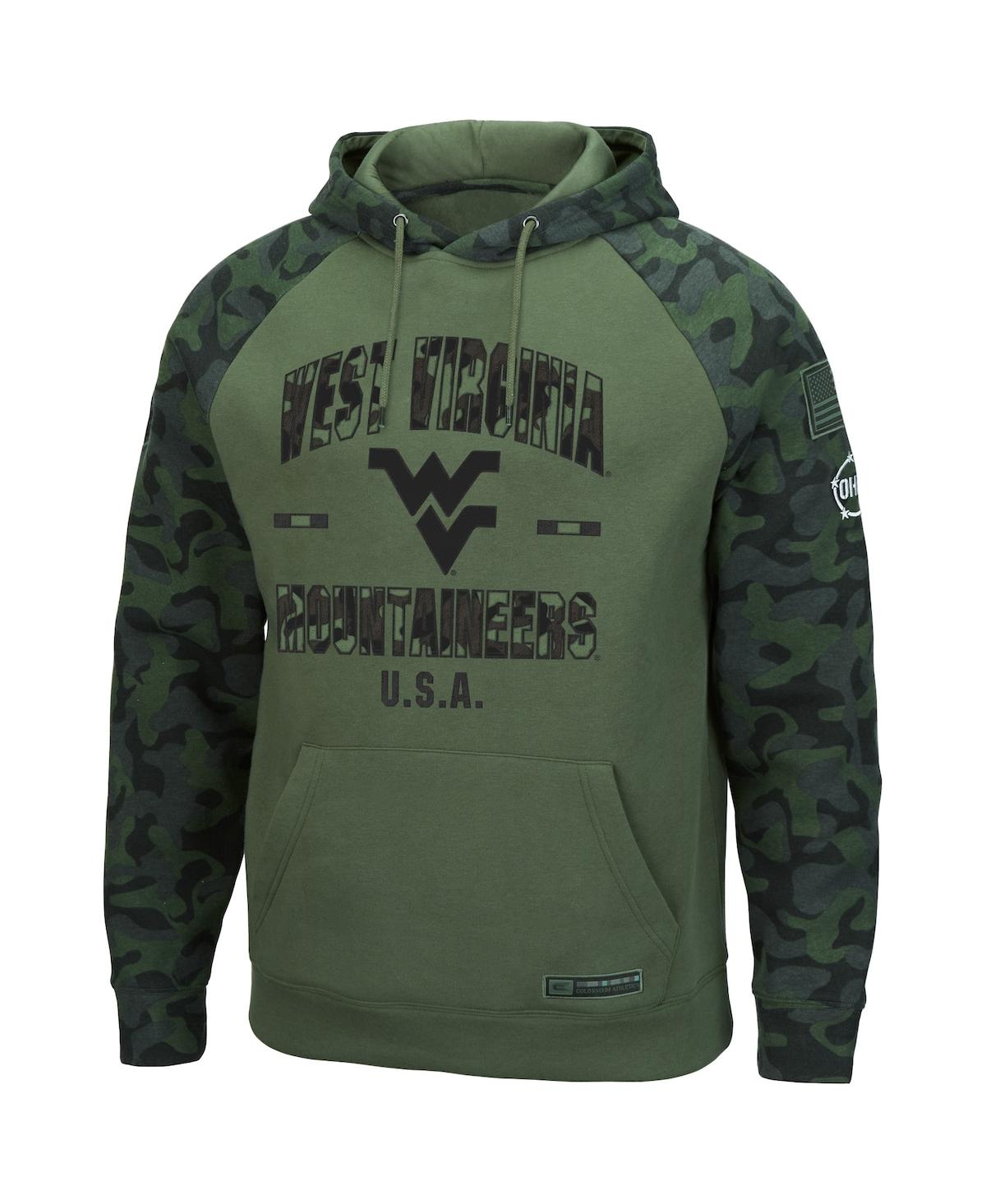 Men's Colosseumand Camo West Virginia Mountaineers Oht Military-Inspired Appreciation Raglan Pullover Hoodie - Olive, Camo
