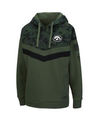 Women's Olive, Camo Iowa Hawkeyes OHT Military-Inspired Appreciation Extraction Chevron Pullover Hoodie