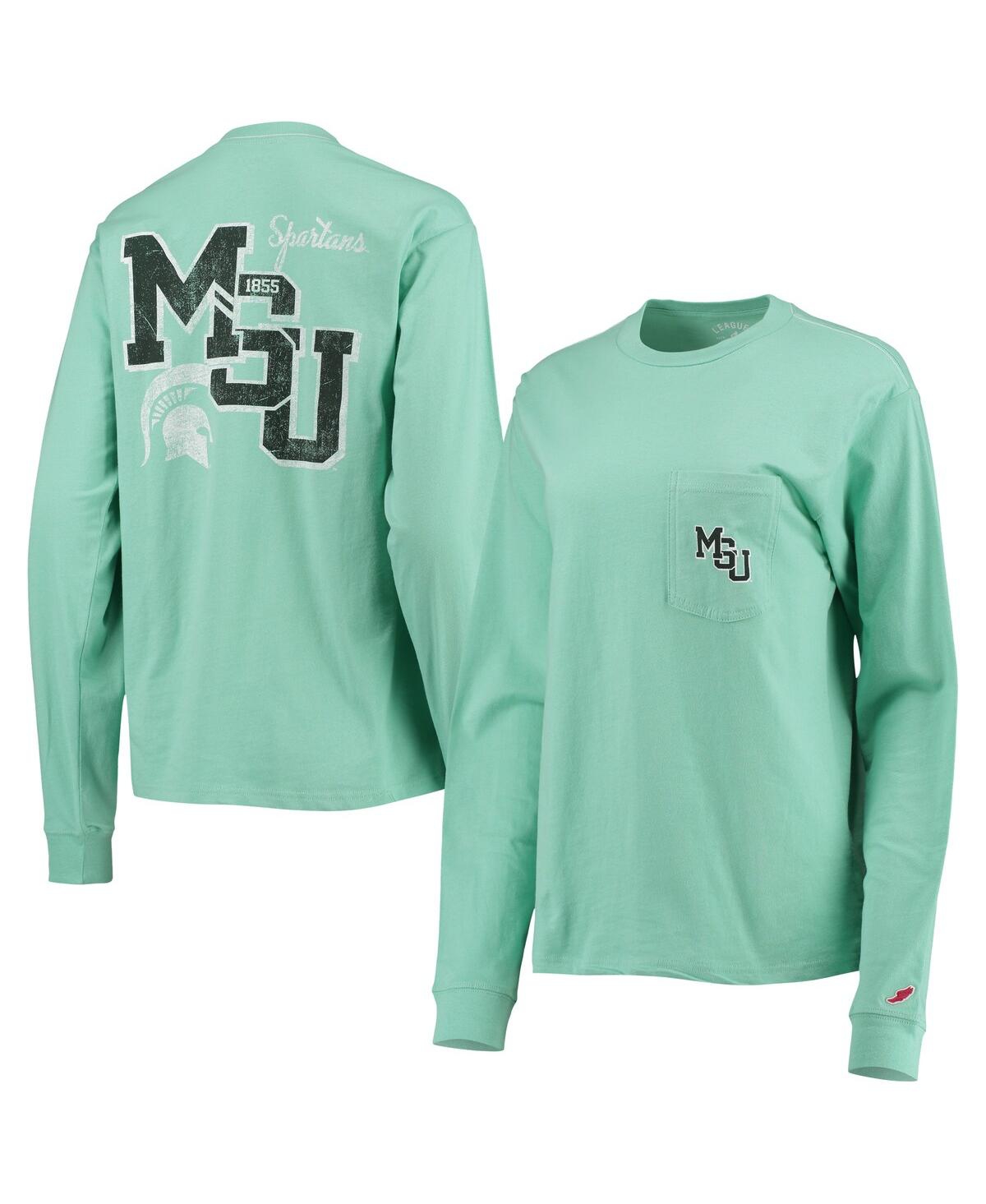 Women's League Collegiate Wear Green Michigan State Spartans Pocket Oversized Long Sleeve T-shirt - Green