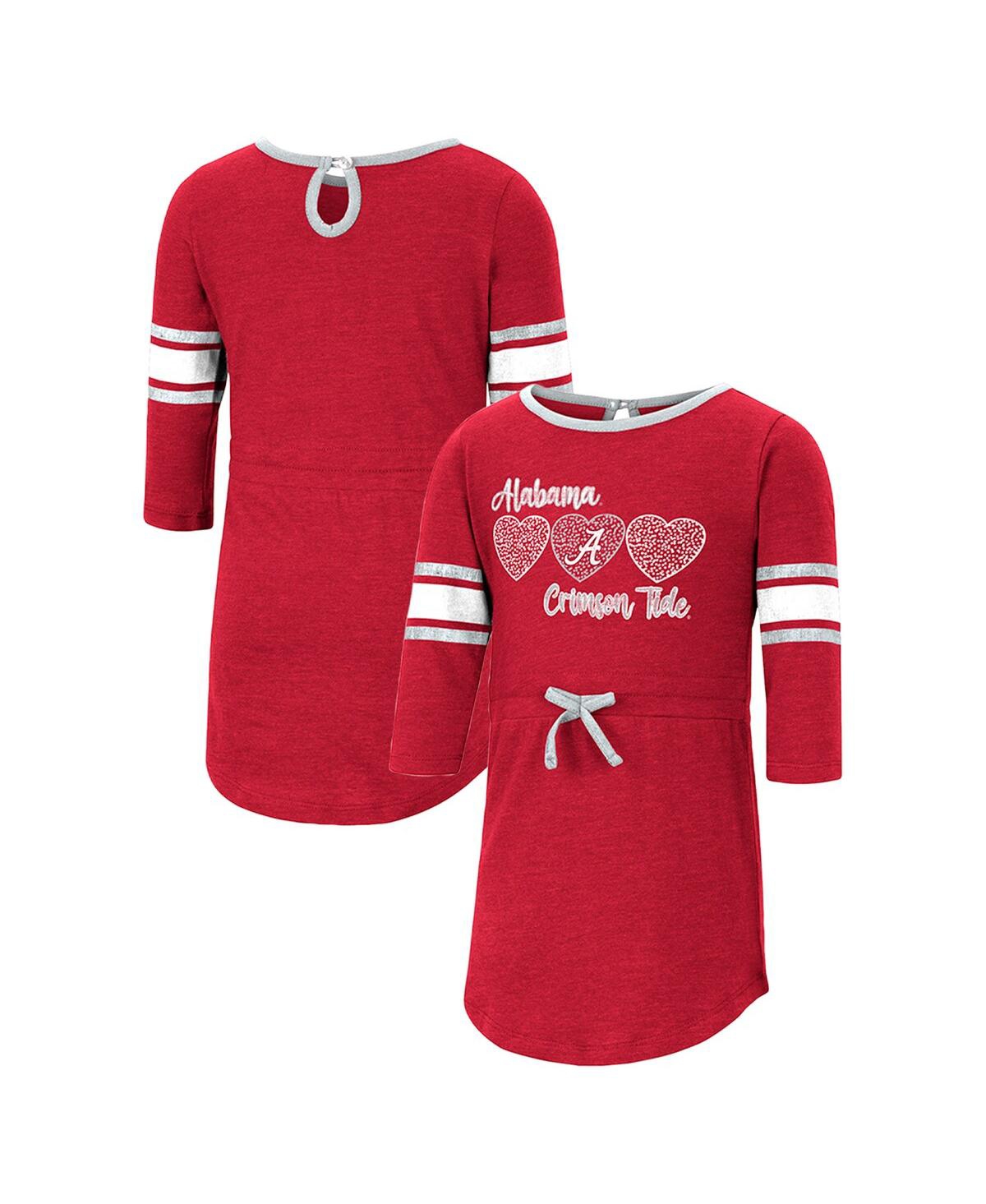 Colosseum Babies' Toddler Girls  Heathered Crimson Alabama Crimson Tide Poppin Sleeve Stripe Dress