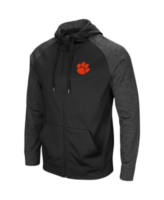 Men's Black Clemson Tigers Big and Tall Blackout Raglan Full-Zip Hoodie