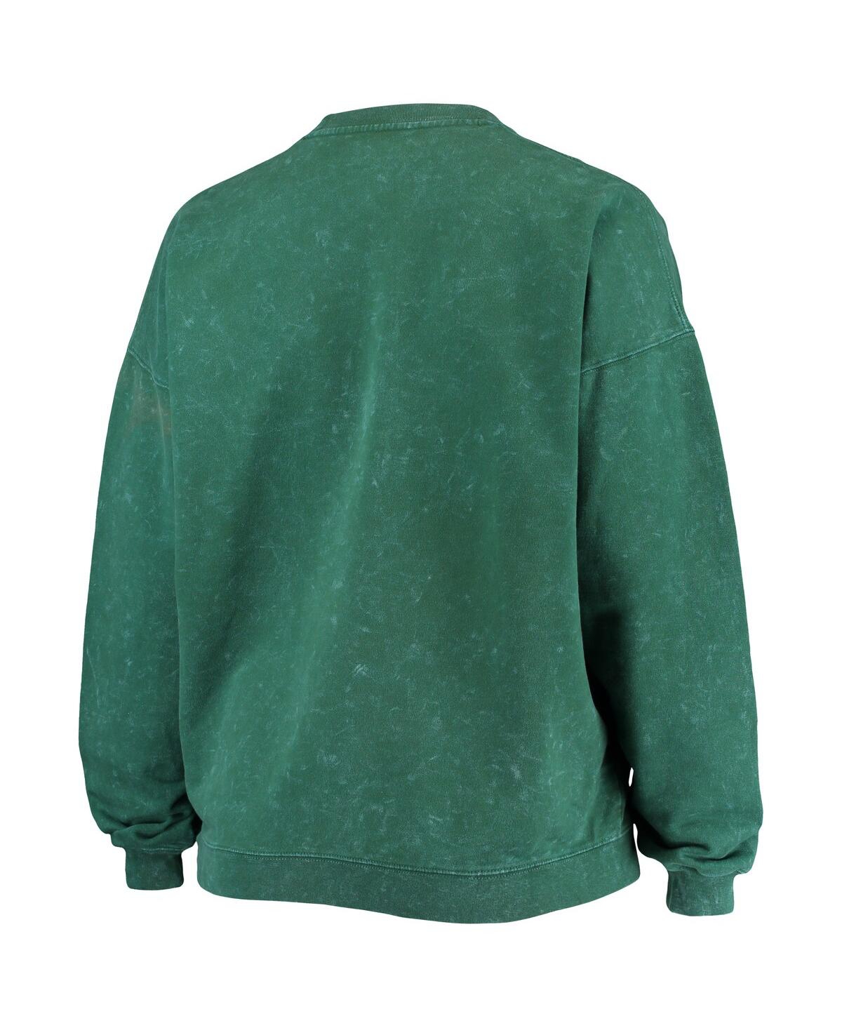 Shop Zoozatz Women's  Green Michigan State Spartans Garment Wash Oversized Vintage-like Pullover Sweatshir