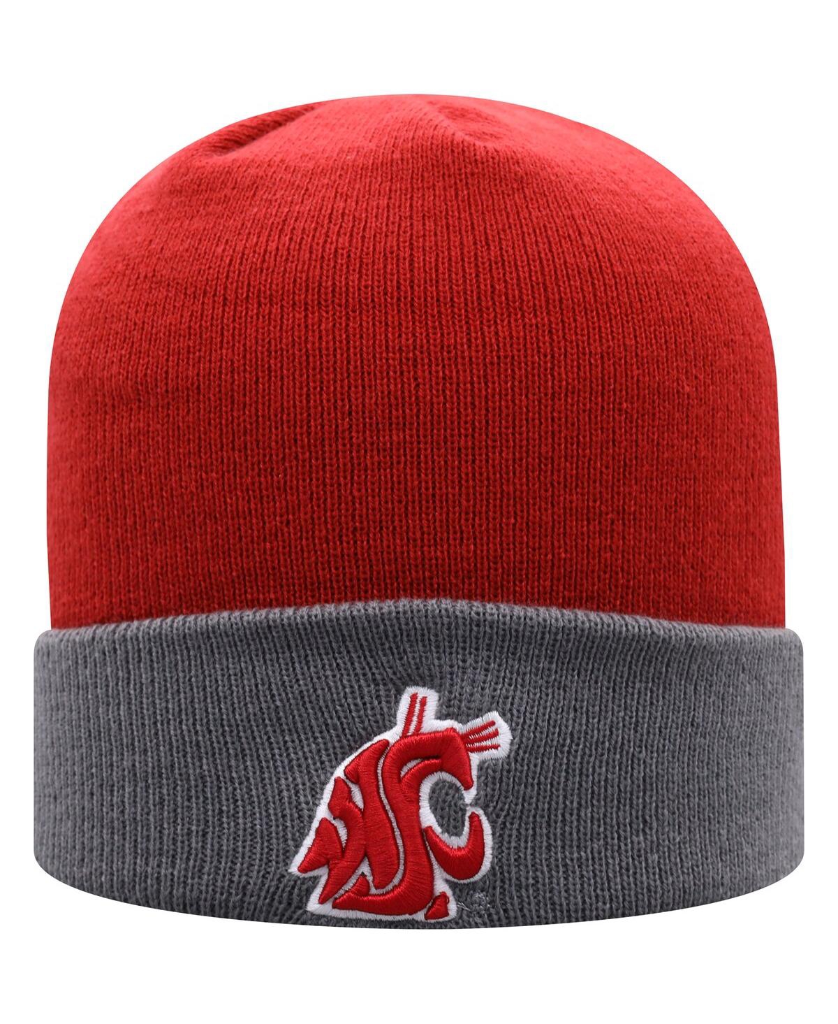 Top Of The World Men's  Crimson, Gray Washington State Cougars Core 2-tone Cuffed Knit Hat In Crimson,gray