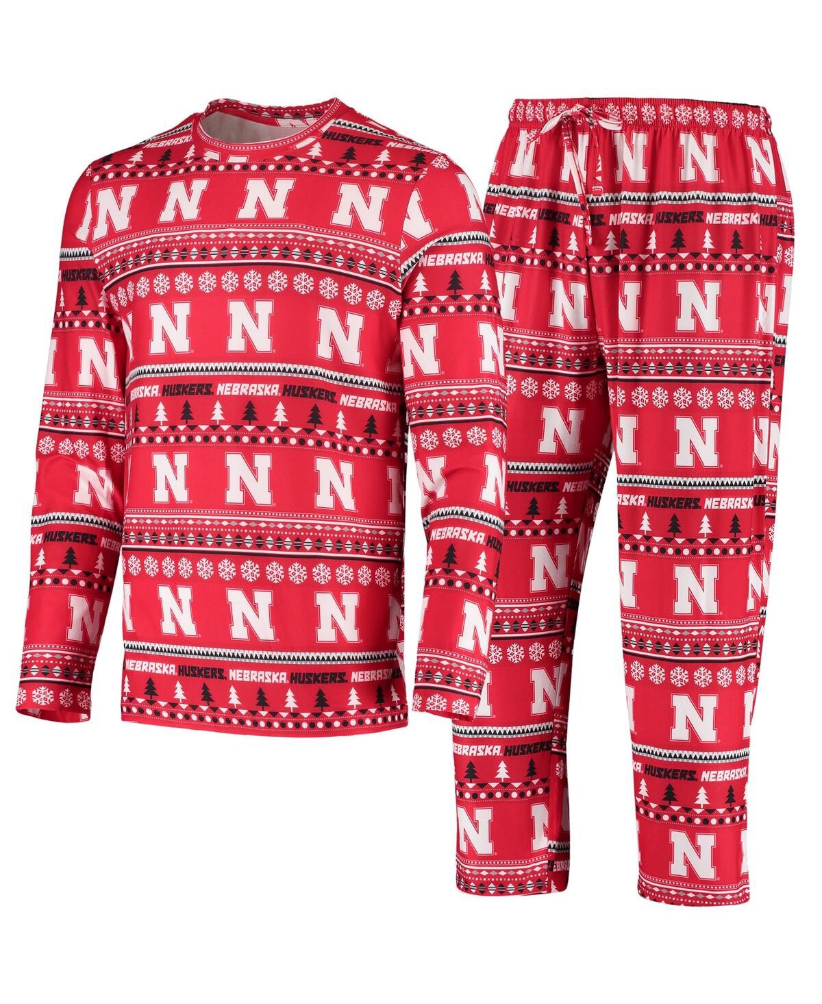 Men's Concepts Sport Scarlet Nebraska Huskers Ugly Sweater Knit Long Sleeve Top and Pant Set - Scarlet