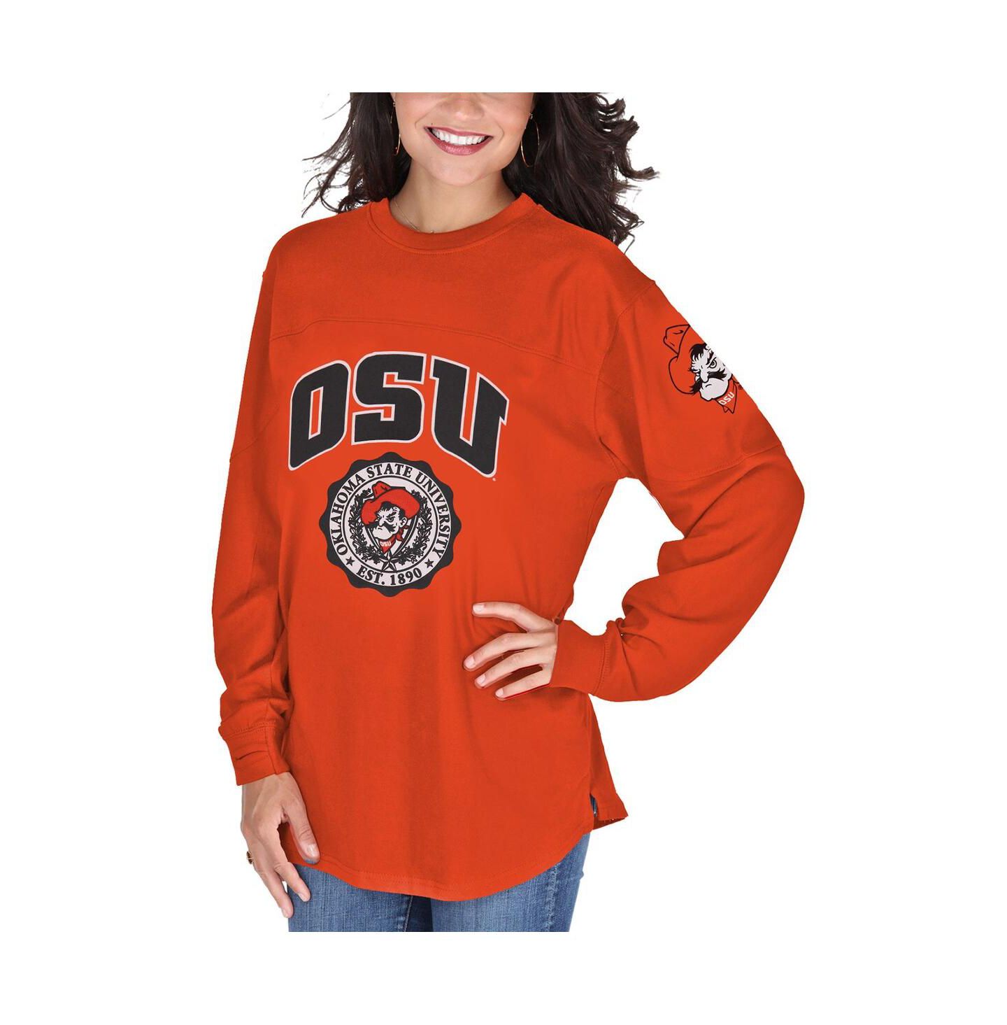 Женская футболка Pressbox Orange Oklahoma State Cowboys Edith Long Sleeve — фото 2