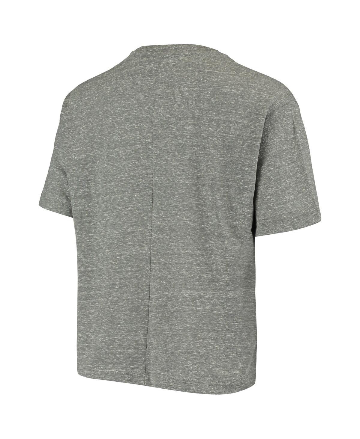 PRESSBOX WOMEN'S PRESSBOX HEATHERED GRAY PENN STATE NITTANY LIONS SANIBEL KNOBI CROP T-SHIRT 