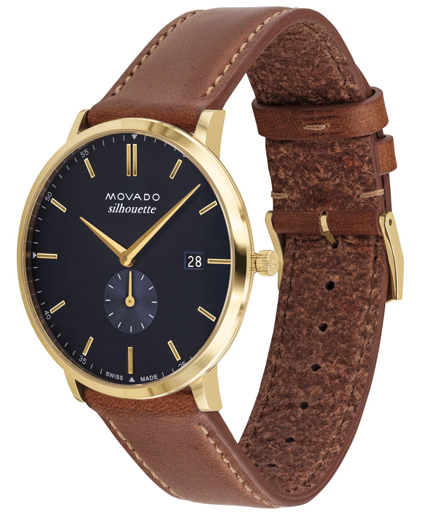 Мужские часы Movado Heritage Tan Genuine Leather Strap Watch 40mm — фото 2