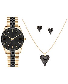 Women's Black & Gold-Tone Bracelet Watch 38mm Gift Set