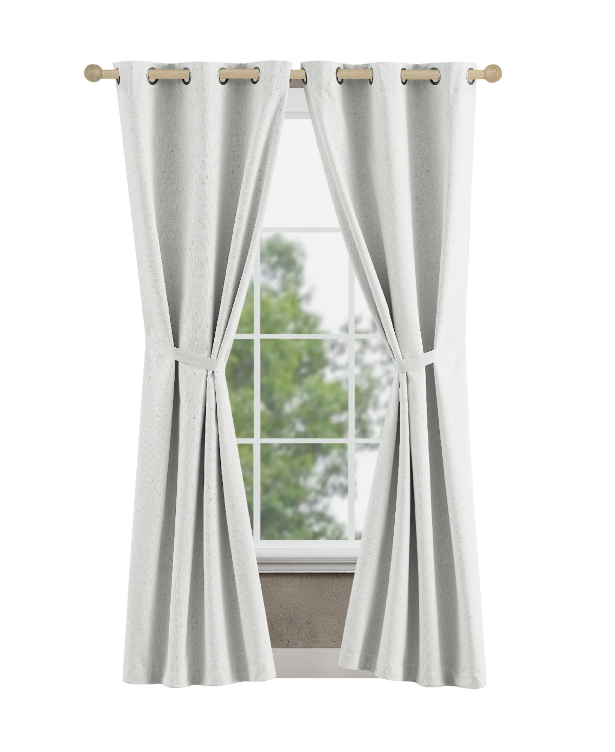 Jessica Simpson Faye Textured Blackout Grommet Window Curtain Panel Pair with Tiebacks, 38