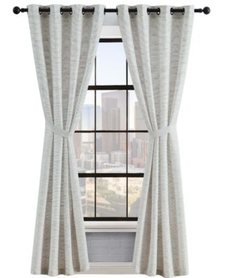 Lucky Brand Sierra Textured Light Filtering Grommet Window Curtain Panel Pair With Tiebacks Collection In Gray