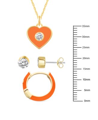 Crystal Enamel Necklace and Earring Set, 3-Piece