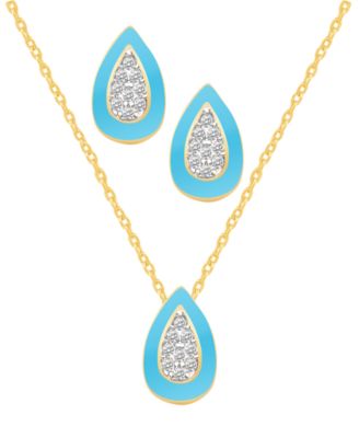 Crystal Enamel Necklace and Earring Set, 2-Piece
