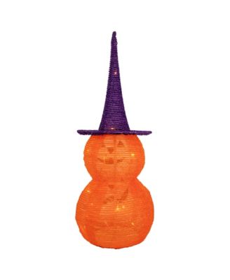Pop Up Lighted Tinsel Stacked Jack-O-Lanterns Halloween Decoration, 30"