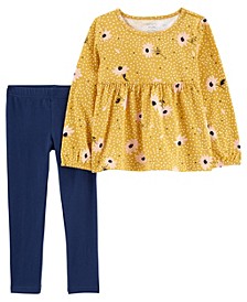Toddler Girls Floral Jersey Long Sleeves Top and Leggings, 2-Piece Set