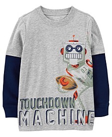 Toddler Boys Robot Layered-Look Long Sleeve Jersey T-shirt