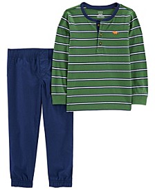 Toddler Boys Henley T-shirt and Pull-On Pants, 2-Piece Set