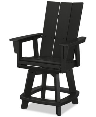 Polywood - POLYWOOD Modern Curveback Adirondack Swivel Counter Chair