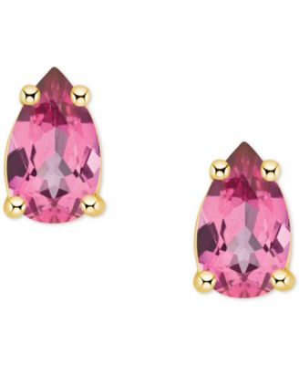 Pink Topaz Pear Stud Earrings (1/2 ct. t.w.) in 14k Gold