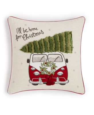 Martha Stewart Collection - Christmas Tree Van Decorative Pillow 18"x18", Created For Macy's