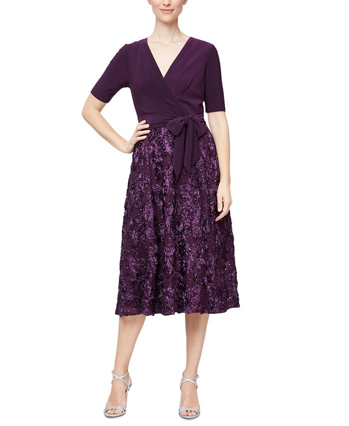 Alex Evenings Sequined Rosette Wrap Dress & Reviews - Dresses - Women ...