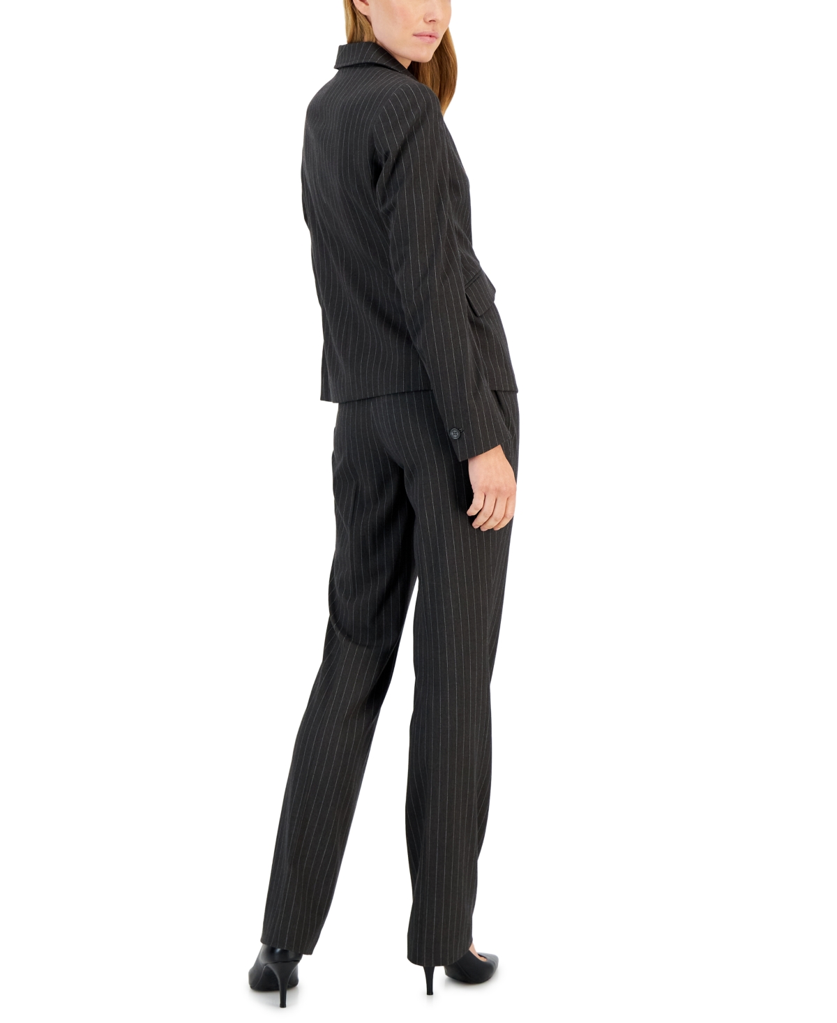 Anne Klein Women's Pinstripe Two-Button Jacket & Flare-Leg Pants & Pencil Skirt -bright White