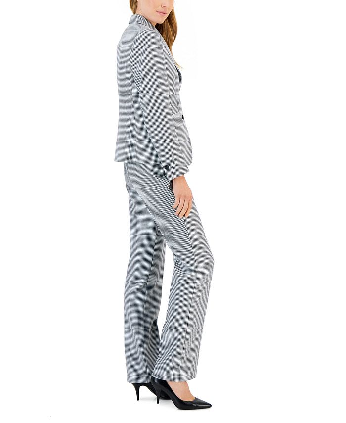 Anne Klein Women's Mini Houndstooth Two-Button Jacket & Flare-Leg Pants ...