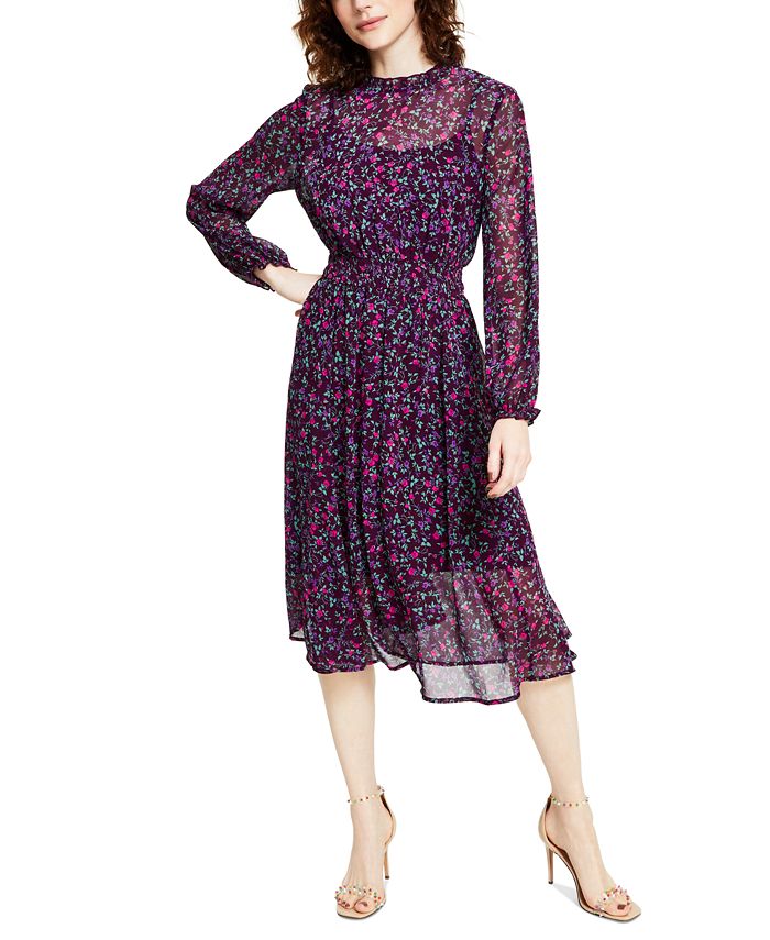 Calvin Klein Floral-Print Midi Dress & Reviews - Dresses - Women - Macy's