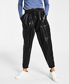 Women's Faux-Leather Joggers