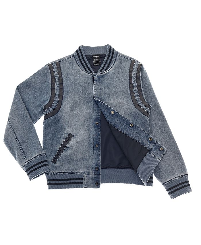 Ring of Fire Big Boys CHILL Denim Varsity Jacket with Ribbed