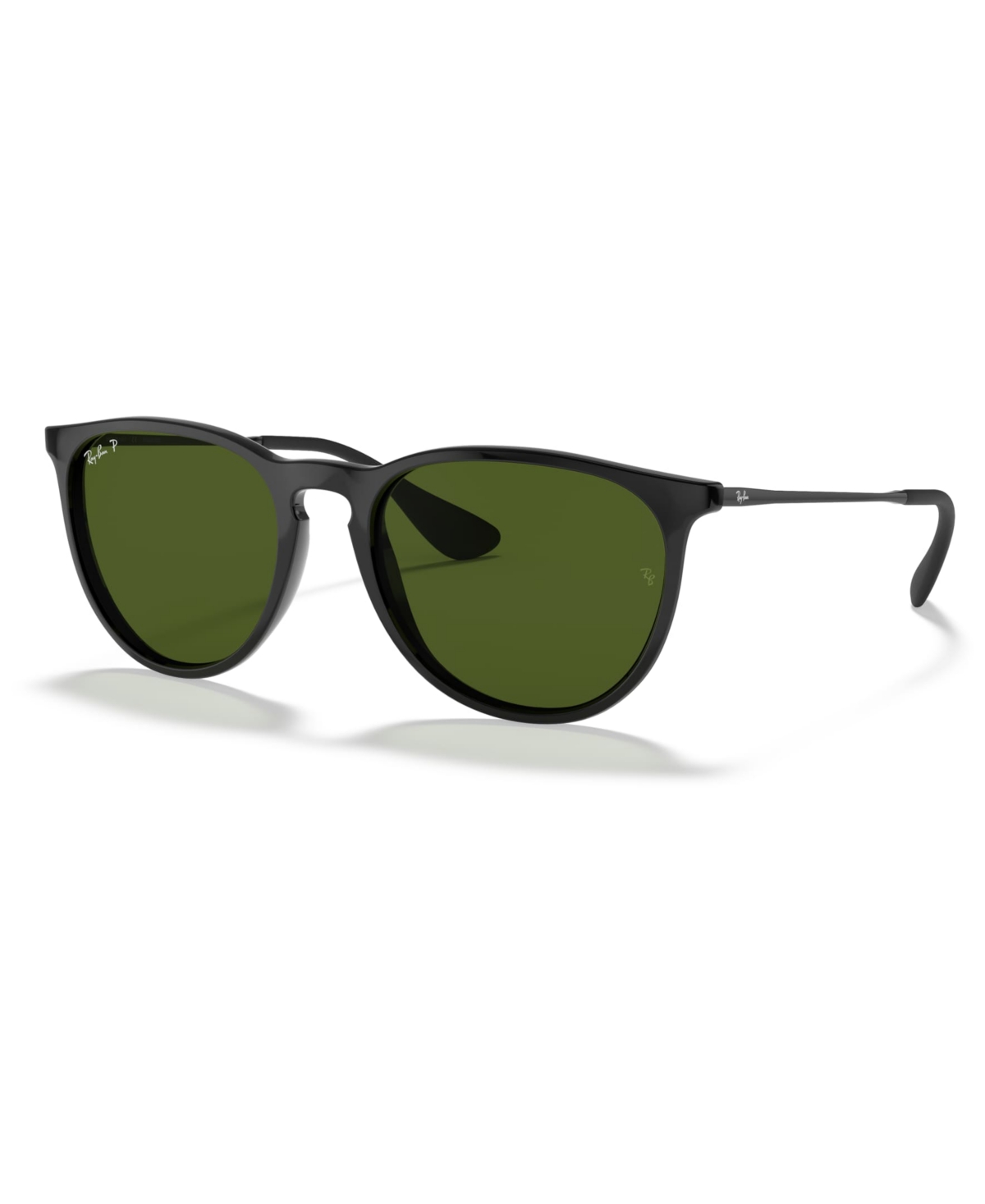 Ray Ban Unisex Polarized Erika Sunglasses, Rb4171f Low Bridge Fit In Polished Black,green