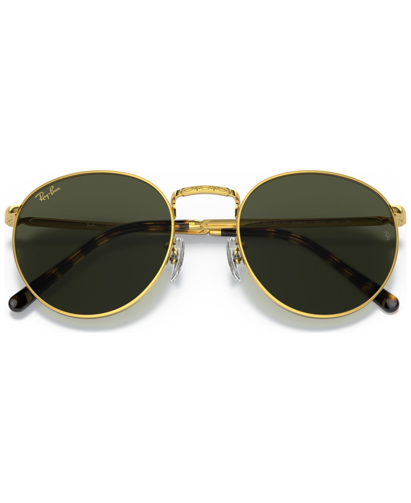 Солнцезащитные очки Ray-Ban New Round 50 унисекс, цвет: Золотой — фото 5