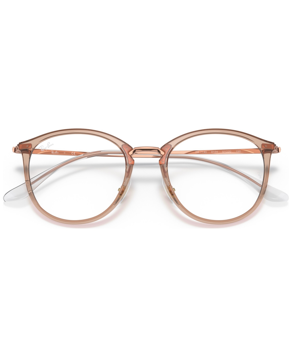 Ray Ban Rx7140 Women's Square Eyeglasses In Trasparent Light Brown