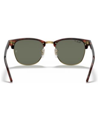 Unisex Polarized Low Bridge Fit Sunglasses, RB3016F CLUBMASTER CLASSIC 55