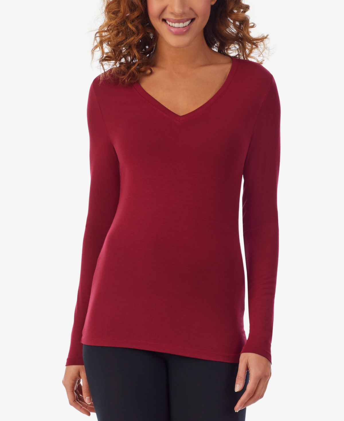 Cuddl Duds Women s Softwear with Stretch Long Sleeve V Neck Top