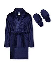 Big Boys Long Sleeve Robe with Slippers, 2 Piece Set