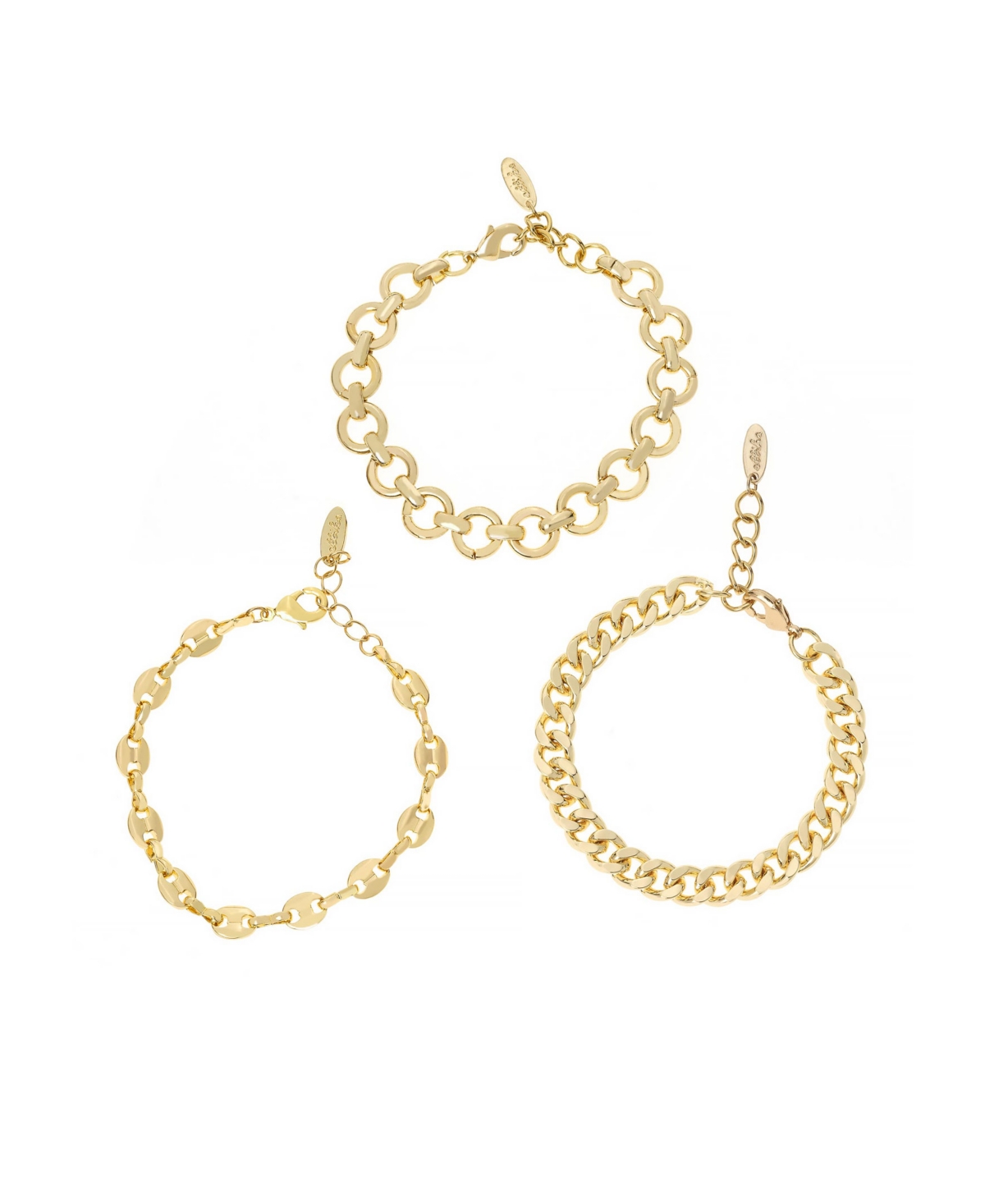 18K Gold Plated Might and Chain Bracelet Set - Gold-Plated