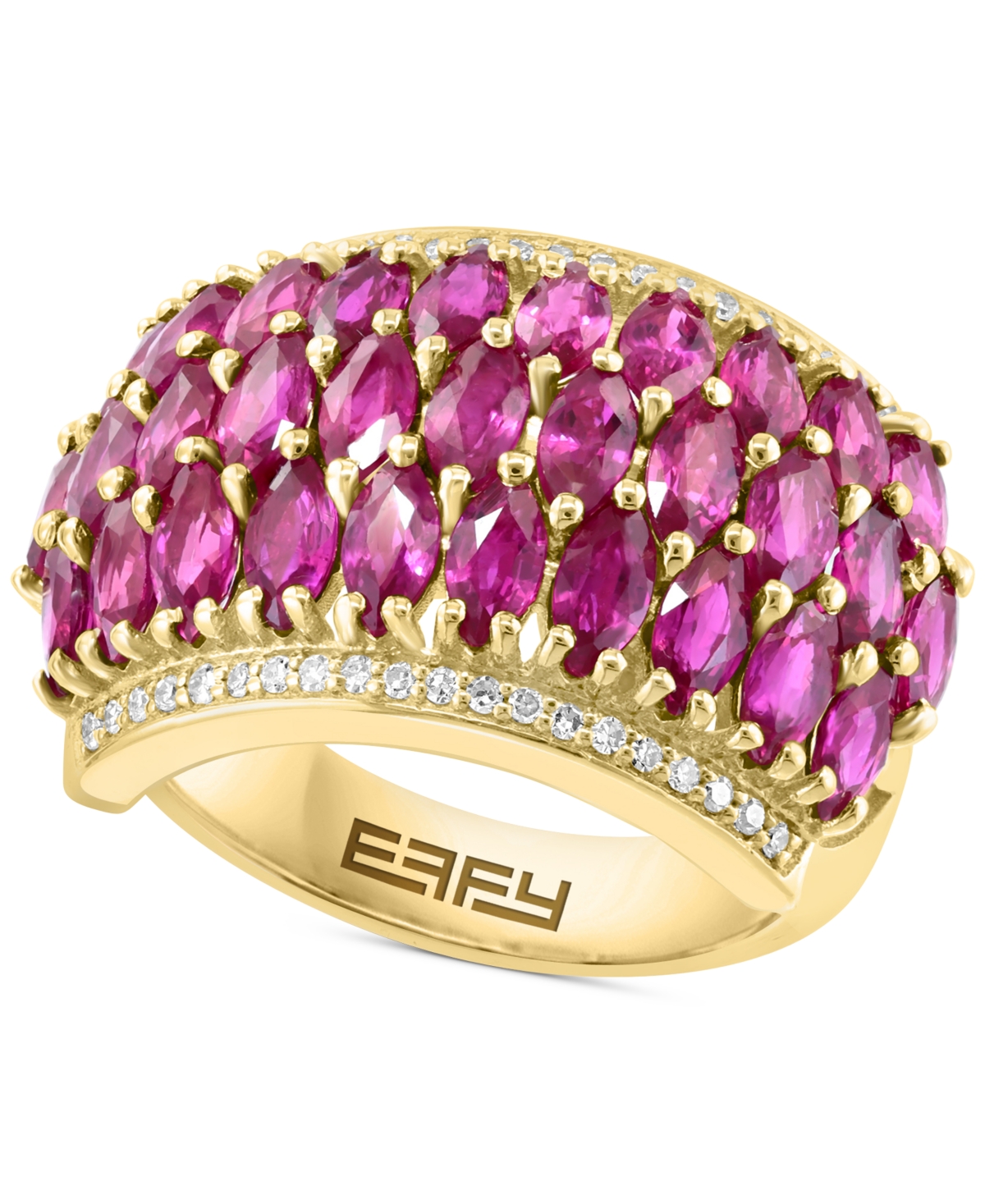 Effy Collection Effy Ruby (5 Ct. T.w.) & Diamond (1/6 Ct. T.w.) Statement Ring In 14k Gold