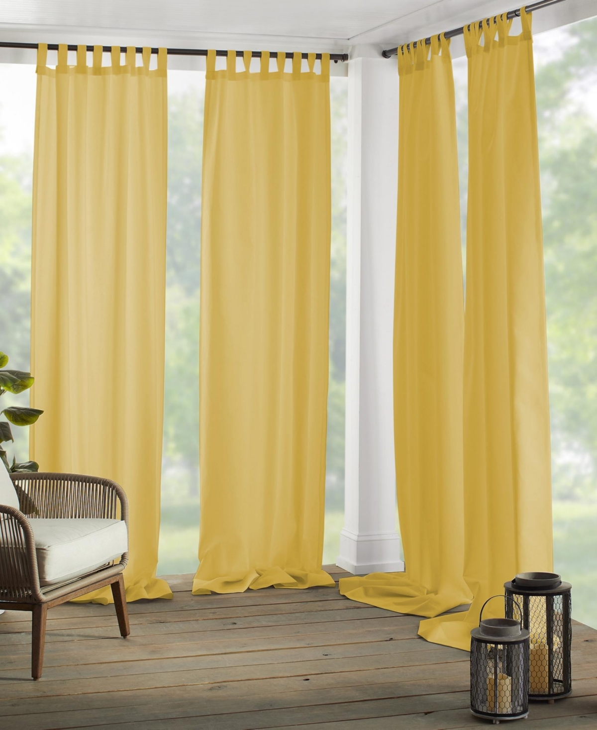 Elrene Matine Solid Indoor/outdoor 52" X 108" Panel In Yellow