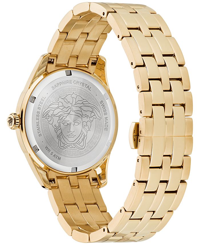 Versace Men's Swiss Greca Time Gold Ion Plated Stainless Steel Bracelet