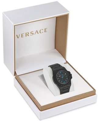 Men's Swiss Greca Reaction Black-Tone Stainless Steel Bracelet Watch 44mm