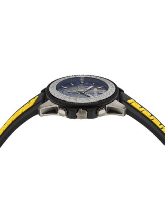 Men's Swiss Chronograph Greca Action Yellow & Black Silicone Strap Watch 45mm