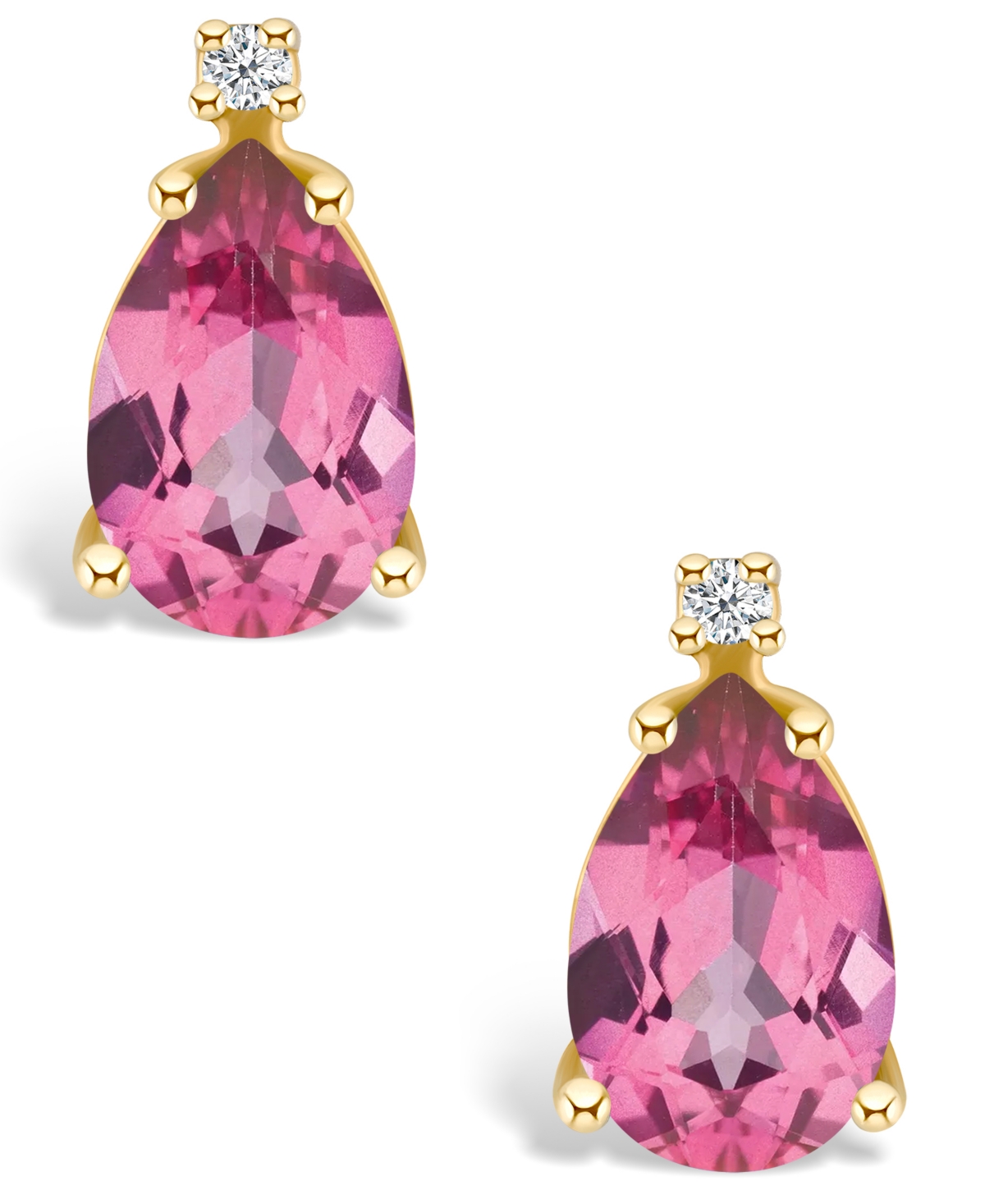 Pink Topaz (2-1/10 ct. t.w.) and Diamond Accent Stud Earrings in 14K Yellowor 14K White- Gold