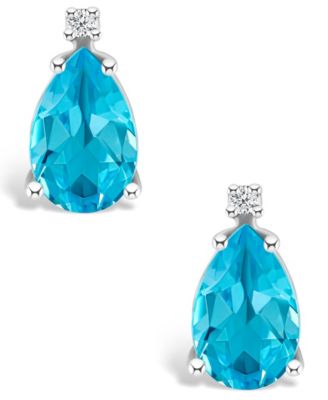 Blue Topaz (2-3/4 ct. t.w.) and Diamond Accent Stud Earrings in 14K Yellow Gold or 14K White Gold