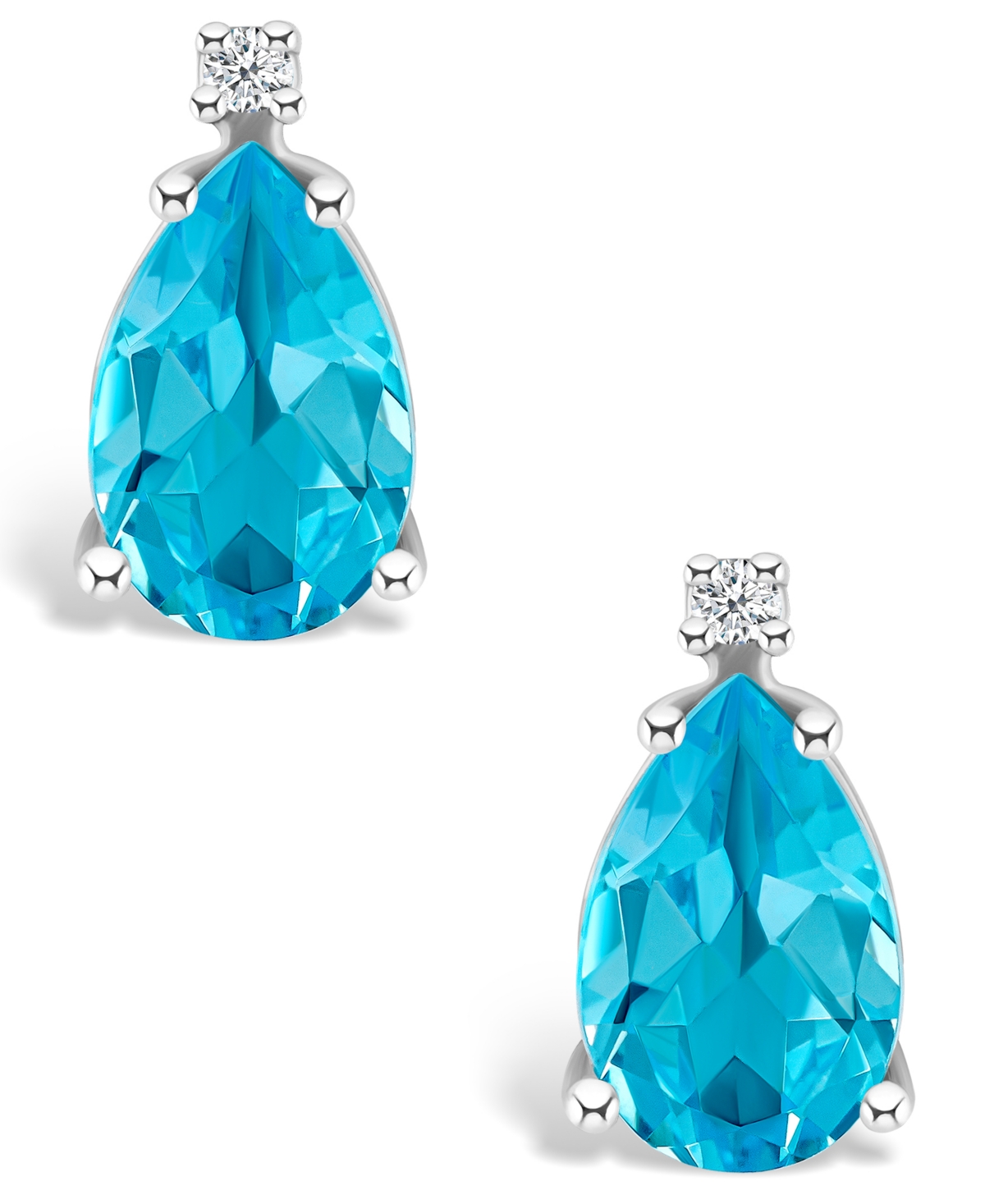 Blue Topaz (2-3/4 ct. t.w.) and Diamond Accent Stud Earrings in 14K Yellow Gold or 14K- White Gold